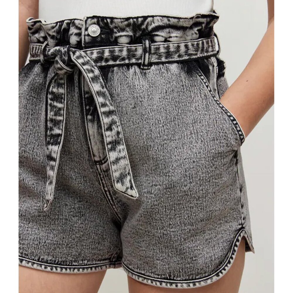 Allsaints Dale High-Rise Denim Paperbag Shorts